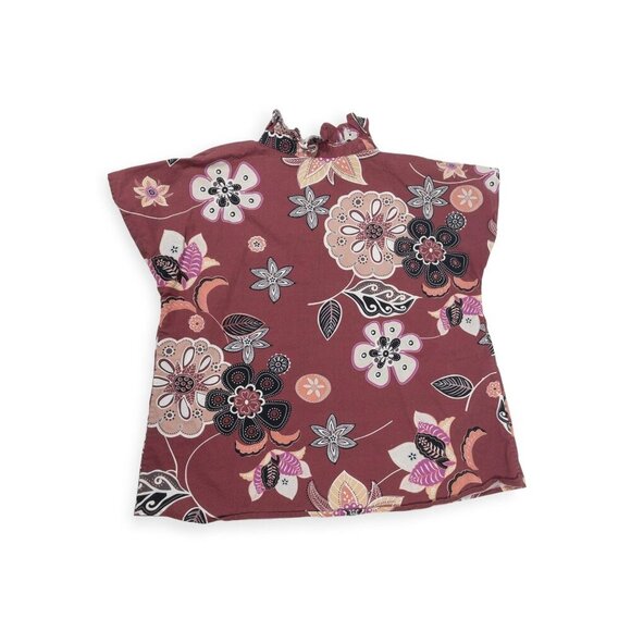 Never A Wallflower Vicki Short Sleeve Top Floral Print SZ S Ruffle Neck 100% Cot - Picture 11 of 12